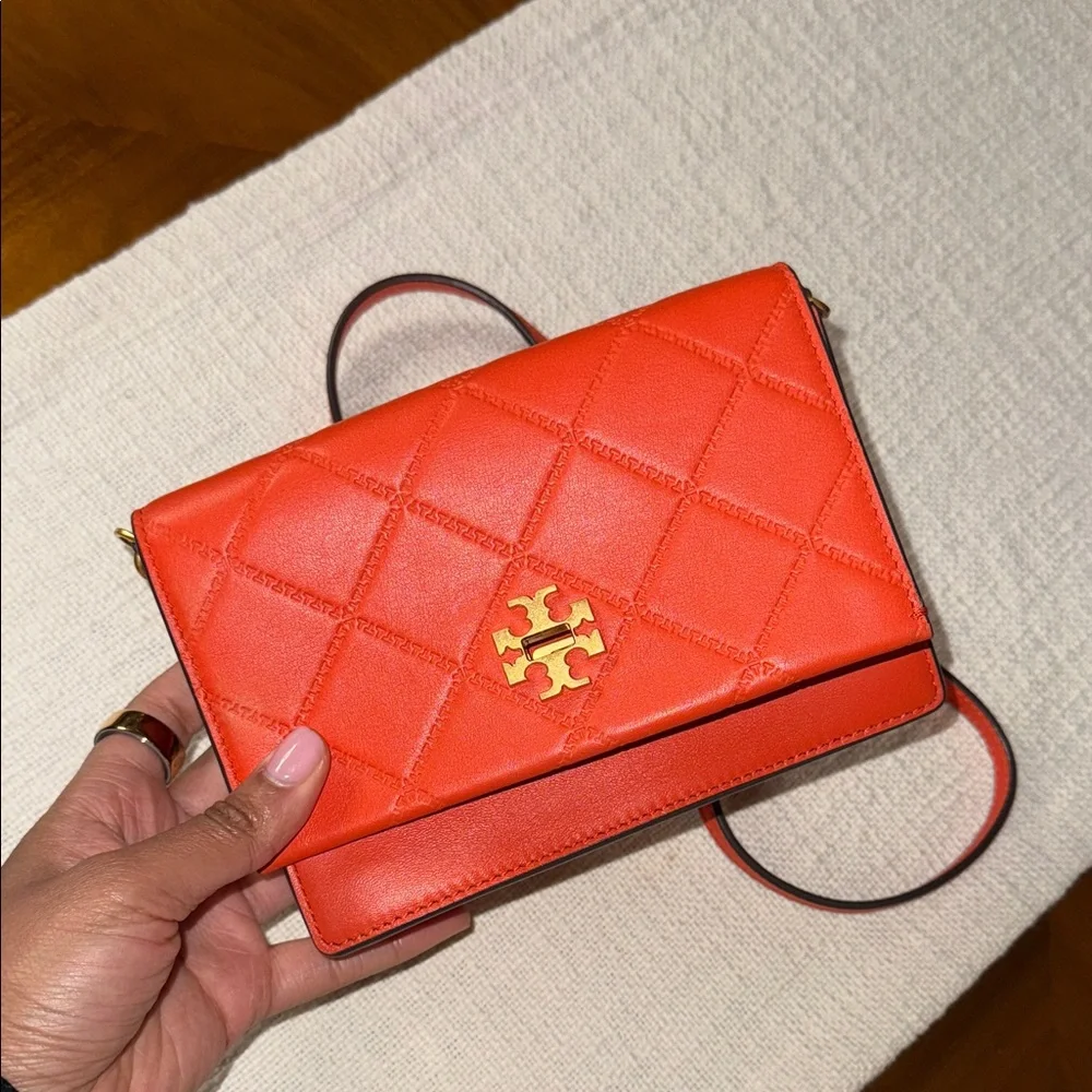 Tory Burch Orange Quilted Crossbody Bag - Picture 8 of 9